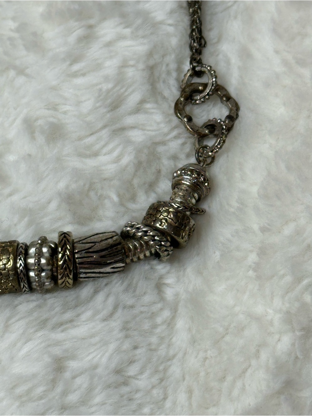Bold Timeless Two-Tone Gold & Silver Bead Necklace - Picture 3 of 3
